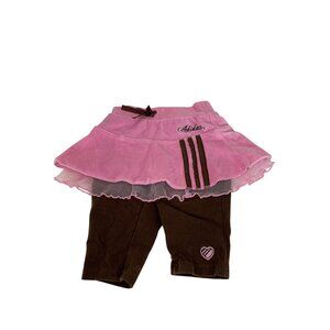 Vintage Adidas Girls Infant Baby Size 12 Months Pull On Pants with Skirt Brown F